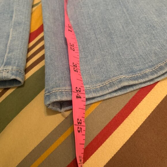 7 For All Man Kind Blair Kimmie Straight 32x34 Light Wash Blue Cottagecore - Picture 11 of 14